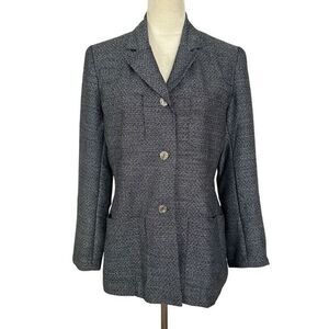 Vintage J. Jill Blazer Tweed Career Office Button Front Jacket Gray Women Medium